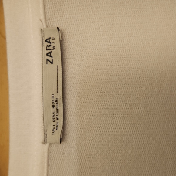 Zara White Ruffle Mixed Media Minimalist Sleeveless Tank Shift Mini Dress L - Picture 9 of 9